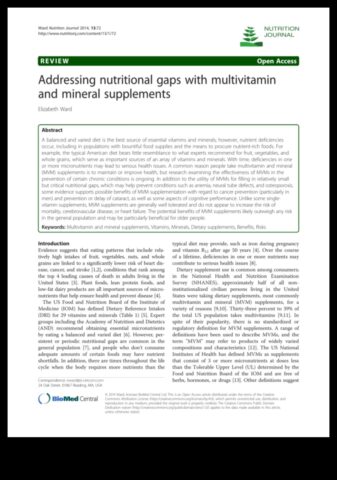 Βασικές γνώσεις Κατανόηση και Αντιμετώπιση Διατροφικών Κενών